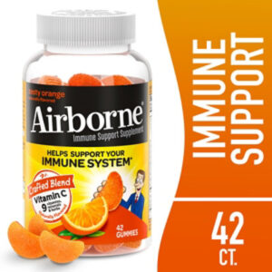 Airborne Zesty Orange Vitamin C Gummies And Immune Support Supplement - 42 Count