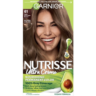 Garnier Nutrisse Nourishing Hair Color Creme 61 Light Ash Brown (Iced Coffee) Kit - Each
