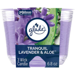 Glade Tranquil Lavender And Aloe Infused With Essential Oils 3 Wick Candle Freshener - 6.8 Oz