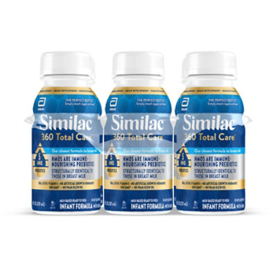 Similac 360 Total Care Ready to Feed Milk-Based Infant Formula with Iron Bottles Multipack - 6-8 Fl. Oz.