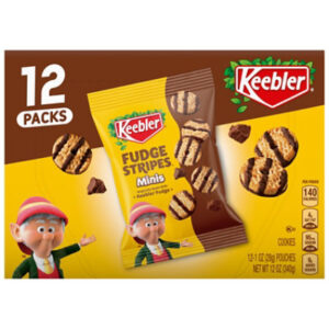 Keebler Fudge Stripes Minis Original Shortbread Mini Cookies Coated in Fudge 12  Count - 1 Oz