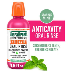 TheraBreath Sparkle Mint Healthy Smile Fluoride Mouthwash Anticavity -16 Fl. Oz.