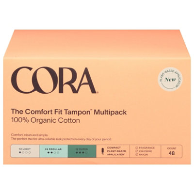 Cora Organic Tampon Lgt/reg/spr - 48 CT