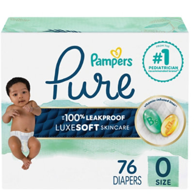 Pampers Pure Protection Newborn Diapers Super Pack - 76 Count