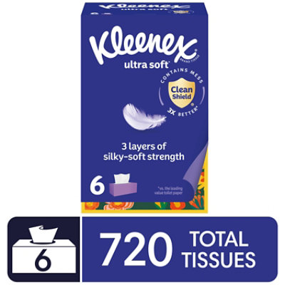 Kleenex Ultra Soft Facial Tissues 120 Tissues Per Box - 6 Count