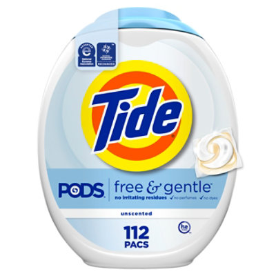 Tide Lq Pods Free & Gentle Tub - 112 Count