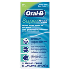 Oral-b Super Floss Pre-cut Strands Dental Floss For Bridges Braces And Wide Spaces 50 Strands - 50 CT
