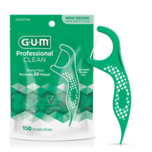 GUM Professional Clean Extra Strong Shred Resistant Easy Grip Handle Floss Picks - 150 Count