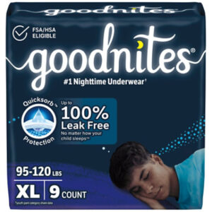 Goodnites Boys' Nighttime Bedwetting Underwear Size Extra Large (95-140 lbs) - 9 Count
