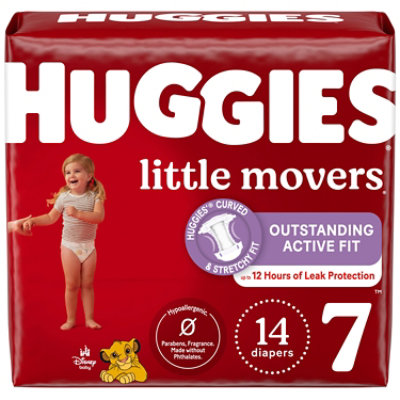 Huggies Little Movers Baby Diapers Size 7 (41 lbs) - 14 Count