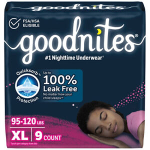 Goodnites Girls' Nighttime Bedwetting Underwear XL (95-140 lb) - 9 Count