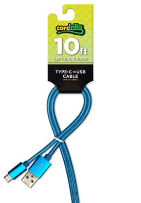Cordzilla 10 Feet Usb Type C To Usb Type A Cable - Each