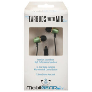 Earbuds With Mic Black Premium Sound High Performance Speakers - EA