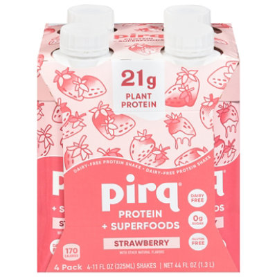 Pirq Plant-Based Very Strawberry Protein Shake in Cartons - 4-11 Fl. Oz.