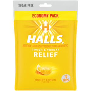 Halls Honey Lemon Sugar Free Cough Drops - 70 Count