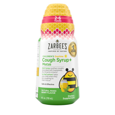 Zarbee's Kids Cough Mucus Daytime With Honey Ivy Leaf Zinc And Elderberry Mixed Berry - 4Fl. Oz.