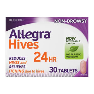 Allegra Hives 24-Hour Non-Drowsy Hive Reduction Antihistamine Allergy Tablets - 30 Count