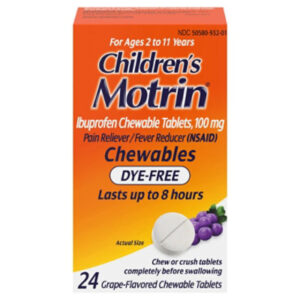 Motrin Childrens Grape Flavor Dye Free Ibuprofen Chewable Tablets - 24 Count