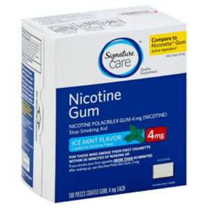 Signature Select/Care Nicotine Gum Coated Ice Mint 4mg - 100 Count