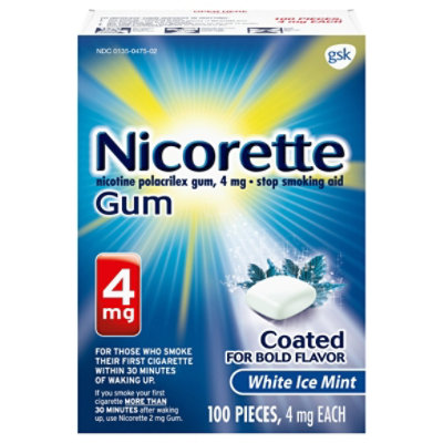 Nicorette Coated White Ice Mint Gum 4 Mg - 100 Count