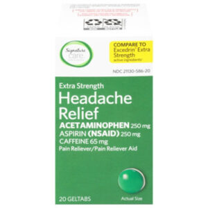 Signature Select/Care Headache Relief Acetaminophen Green Geltab - 20 Count
