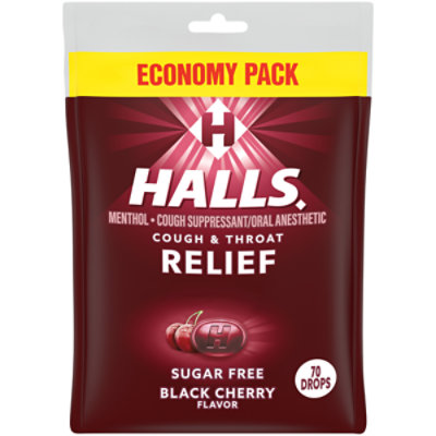 Halls Cough Drops Sugar Free B Cherry - 70 EA