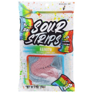 Rainbow Sour Strip Candy 12 Strips In Every Bag - 3.7 OZ
