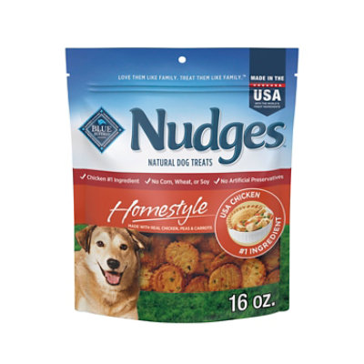 Blue Buffalo Nudges Homestyle Natural Real Chicken Peas and Carrots Dog Treats - 16 Oz