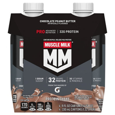 MUSCLE MILK PRO SERIES Ready To Drink Chocolate Peanut Butter Protein Shake - 4-11 Fl. Oz.