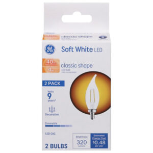 Ge Led 40w Sw Bent Tip Clear - 2 CT