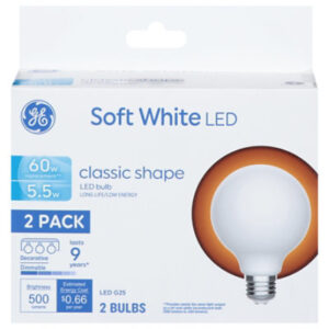 Ge Led 60w Sw Globe G25 Clear - 2 CT