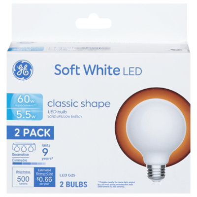 Ge Led 60w Sw Globe G25 Clear - 2 CT