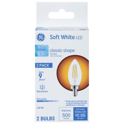 Ge Led 60w Sw Blunt Clear Tip - 2 CT