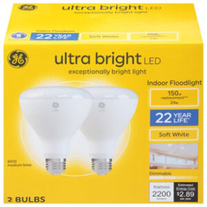 GE 150 Watt Indoor Soft White Flood Light Bulb - 2 Count