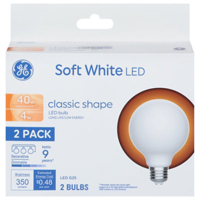 Ge Led 40w Sw Globe G25 Clear - 2 CT