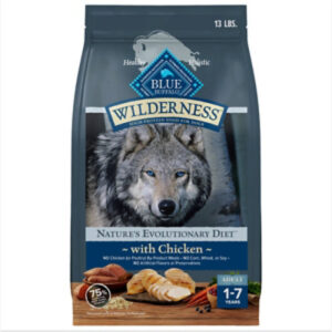 Blue Buffalo Wilderness Natural High Protein Dry Food for Adult Dogs Chicken Recipe Bag - 13 Lb