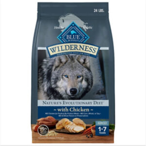 Blue Buffalo Wilderness Natural High Protein Dry Food for Adult Dogs Chicken Recipe Bag - 24 Lb