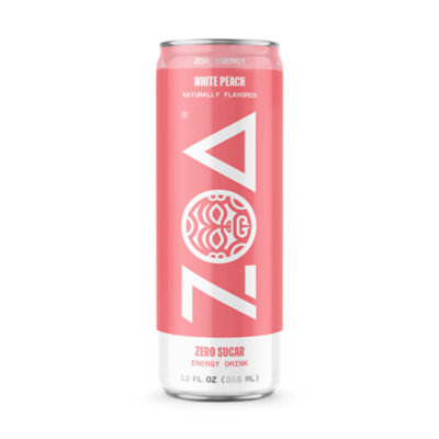 ZOA Wild White Peach Zero Sugar Energy Drink - 12 Oz