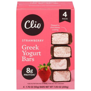 Clio Dark Chocolate Covered Greek Strawberry Yogurt Bar - 4 - 1.76 Oz