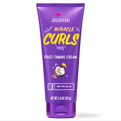 Aussie Miracle Curls Frizz Taming Curl Cream with Coconut & Jojoba Oil - 6.8 Fl. Oz.