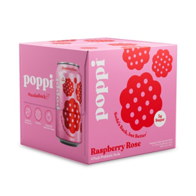 Poppi Prebiotic Raspberry Rose - 4 - 12 Fl. Oz.