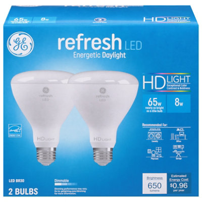 Ge Led Hd Refresh 8w-65w Br30 Flood Light - 2 CT