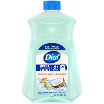 Dial Liquid Hand Soap Coconut Water & Mango Refill 3/52 Fl Oz - 52 FZ