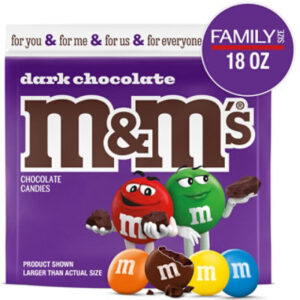 M&M'S Dark Chocolate Candy Family Size In Resealable Bulk Candy Bag - 18 Oz