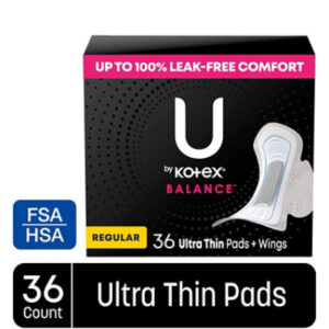 U by Kotex Balance Regular Ultra Thin Pads with Wings - 36 Count