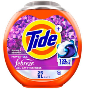 Tide Power Pods Plus Febreze Odor Eliminators Lasting Freshness, Spring & Renewal - 25 Count