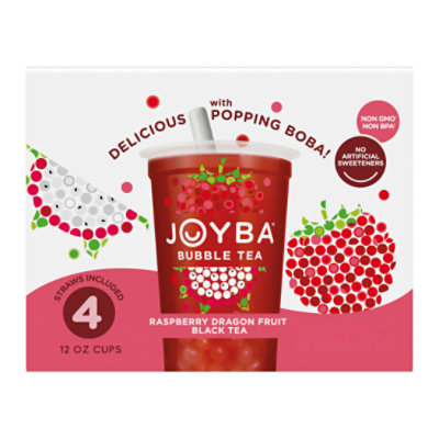 Joyba Raspberry Dragonfruit Black Tea Bubble Tea - 4 - 12 Fl. Oz.