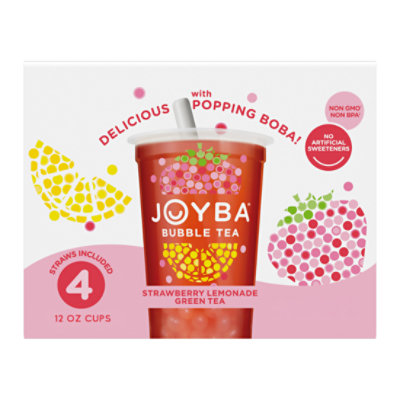 Joyba Strawberry Lemonade Green Tea Bubble Tea - 4 - 12 Fl. Oz.