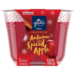 Glade Autumn Spiced Apple Fragrance Candle Infused With Essential Oils 3 Wick Candle -  6.8 Oz