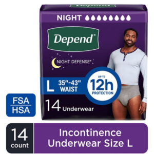Depend Night Defense Adult Large Grey Absorbency Incontinence Underwear - 14 Count